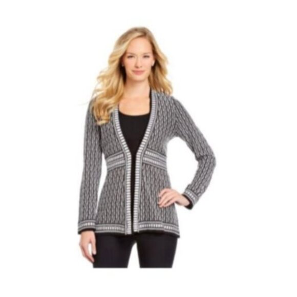 ZOZO Cardigan Sweater Womens Medium Single Closure Black/White New - Picture 1 of 4